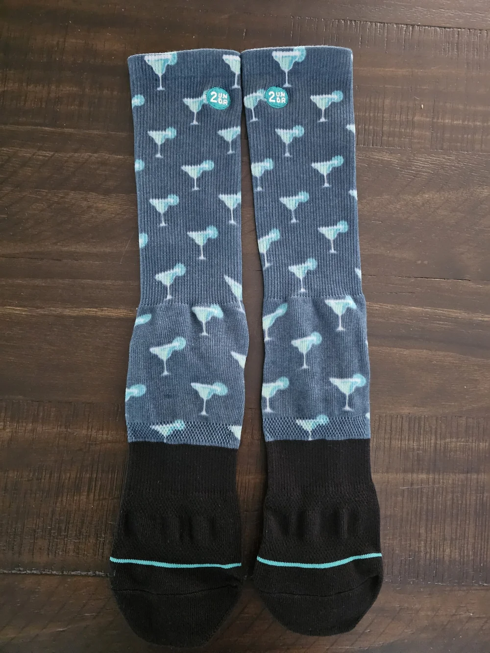 Men's Blue Cocktail Print Crew Socks - 2UNDR